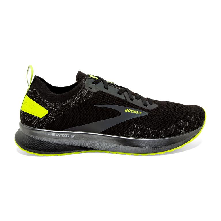 Brooks Men's Levitate 4 Road Running Shoes - Black/Nightlife/GreenYellow (XUFH19435)